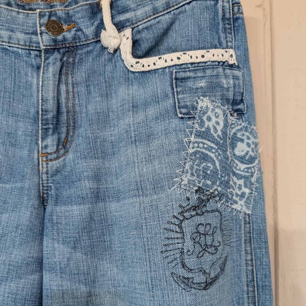 Vintage Ralph Lauren‎ Patchwork Wide Leg Jeans Nautical Anchor Old Money - Picture 4 of 15